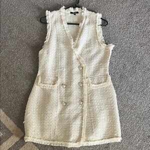 Trixxi Ivory Tweed Sleeveless Mini Dress